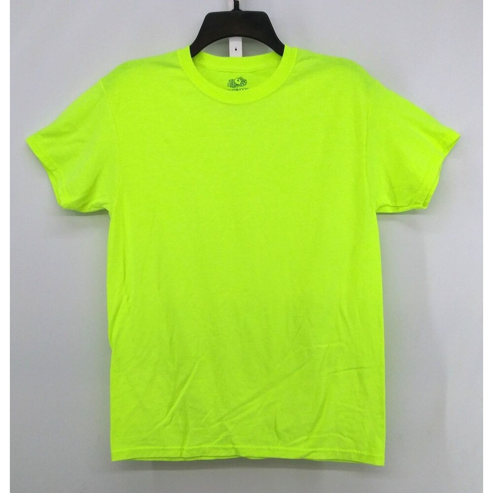 Fruit of the Loom Shirt Men Size Small Bright Yellow Short Sleeve Crew Neck Top